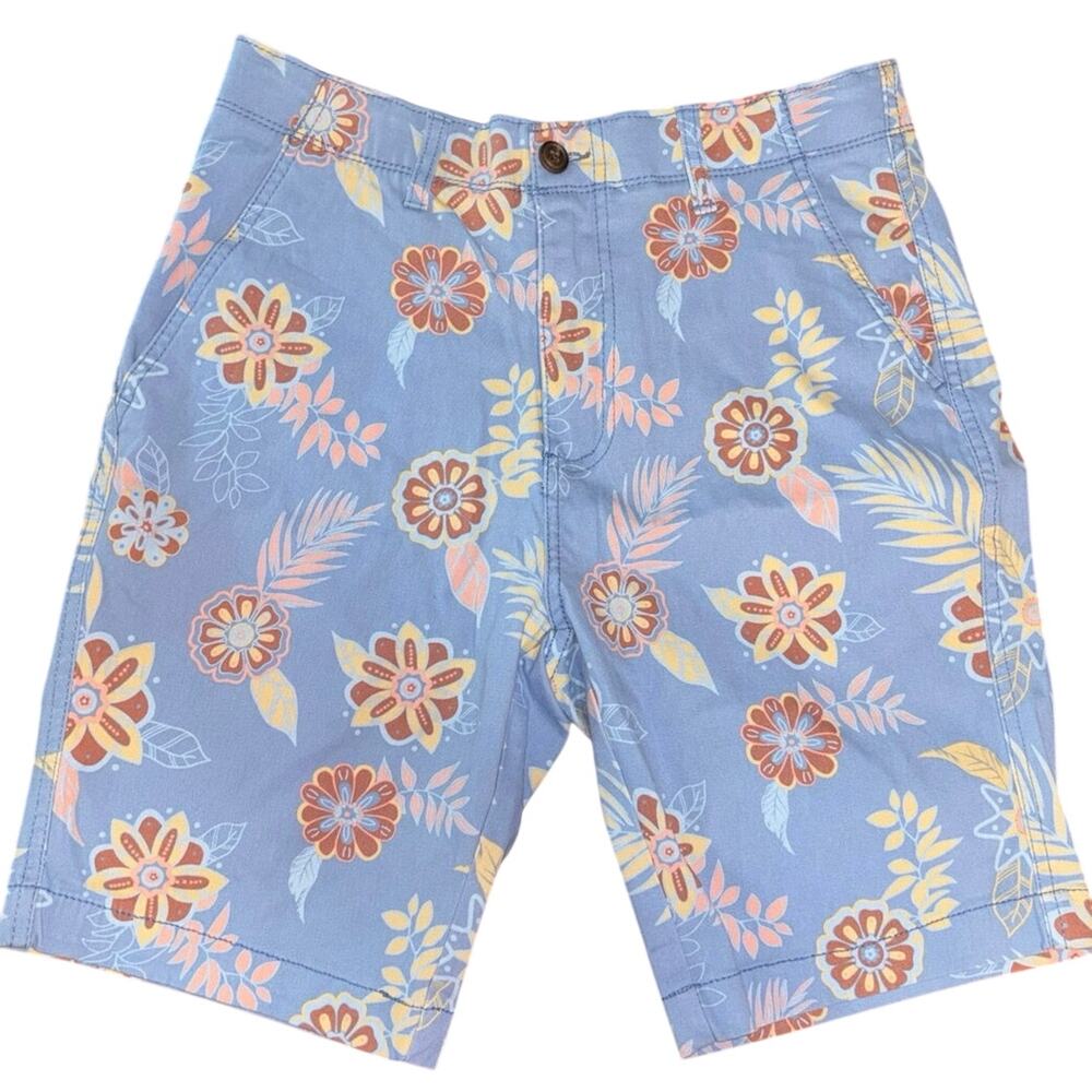 Plugg men’s stretch flat front blue floral shorts 9” inseam NWT (size 30)